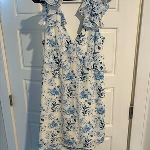 Floral Blue Ruffle Dress